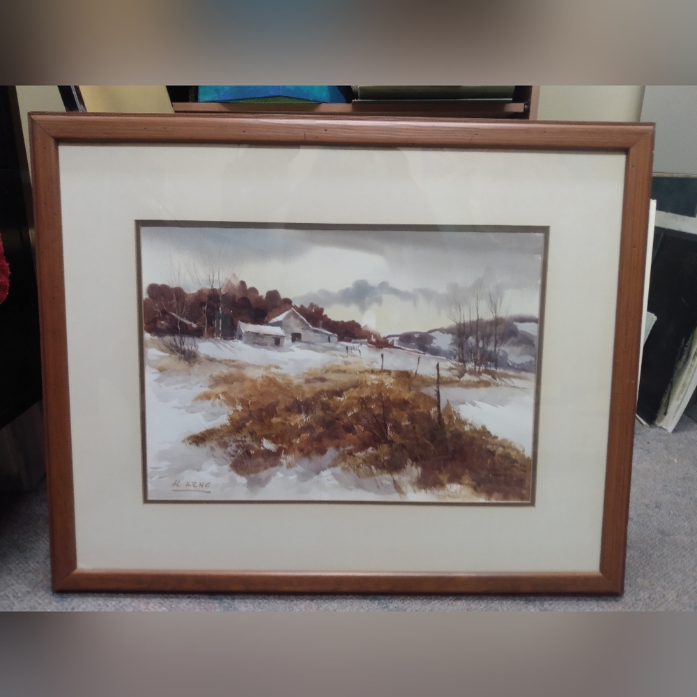Art fine art watercolor painting landscape Framed - Picture 3 of 4